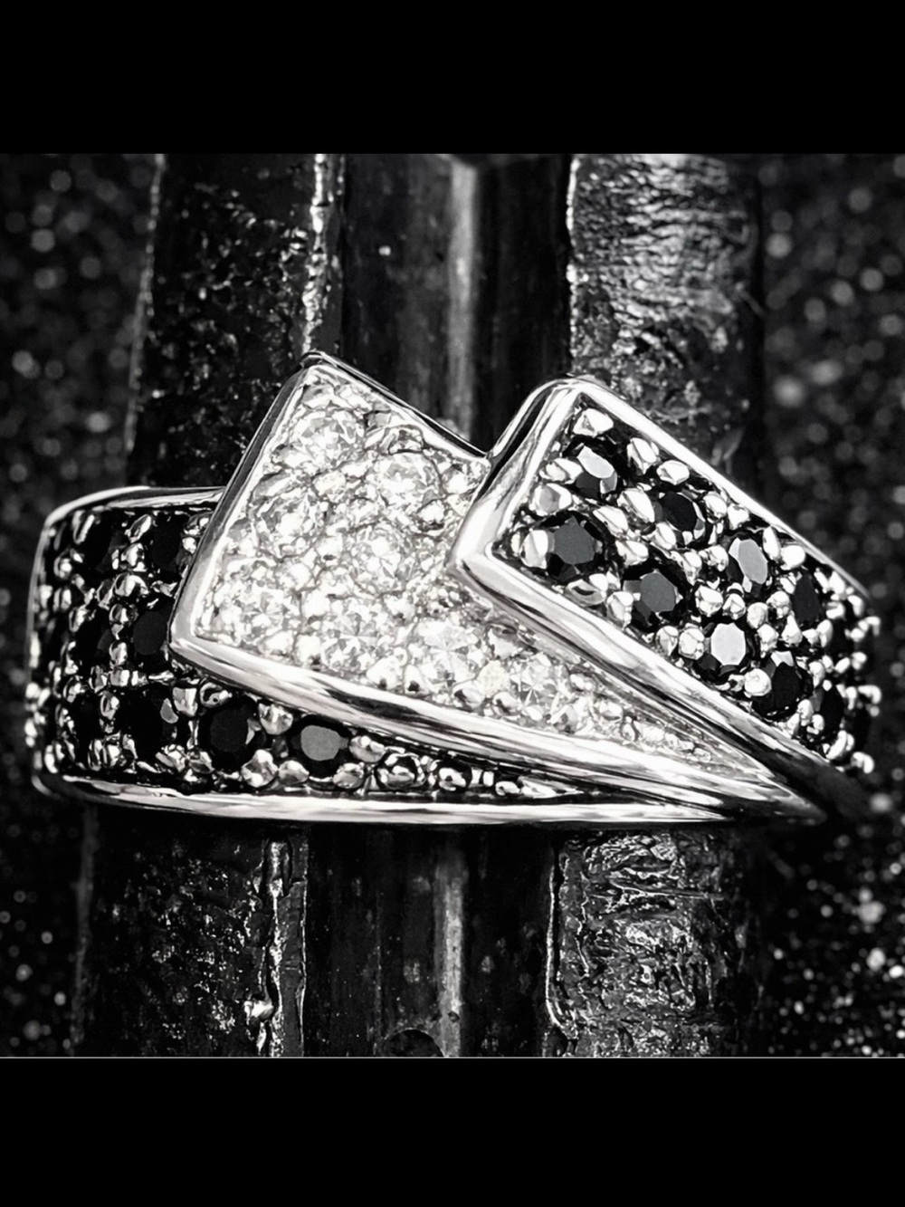 Victoria Wieck vintage black white micro pave set absolute CZ band ring silver